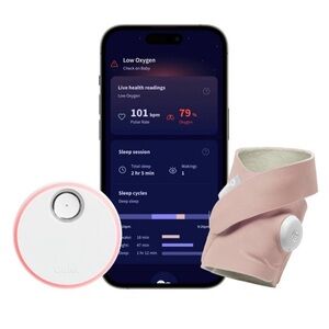 Owlet Dream Sock FDA Cleared Smart Baby Monitor in Dusty Rose, Excellent Cond.